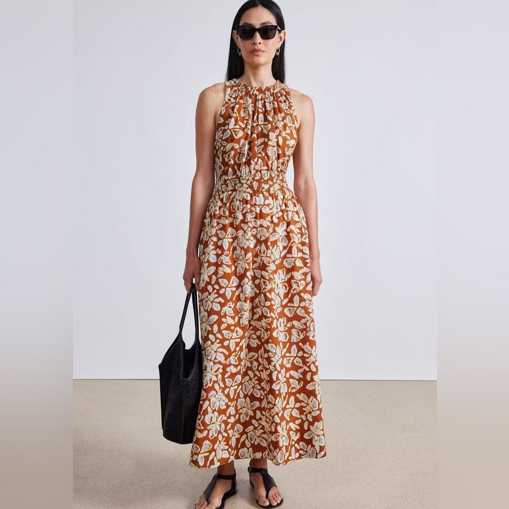 Apiece Apart Floral Cotton Halter Maxi Dress | Size M